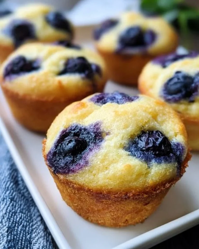 Delicious keto blueberry muffins topped with fresh blueberries on a cooling rack.