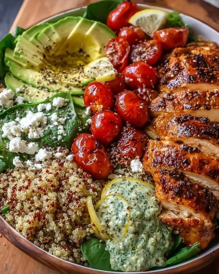 Loaded Chicken Avocado Power Bowl with fresh ingredients and vibrant colors