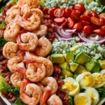 Loaded Shrimp Cobb Salad with fresh ingredients and vibrant colors