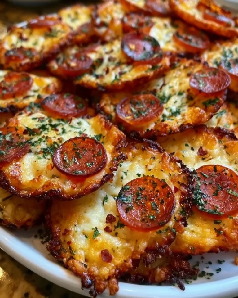 Delicious pepperoni cheese crisps on a serving plate