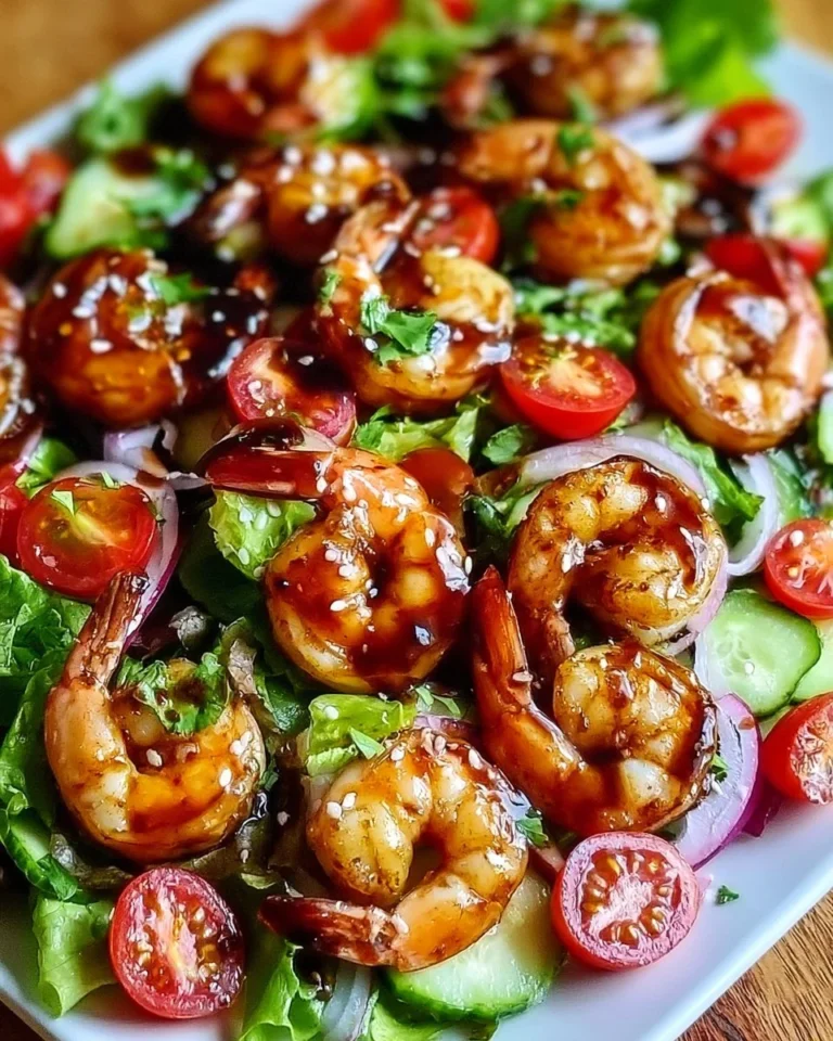 Quick balsamic shrimp salad with fresh vegetables and shrimp
