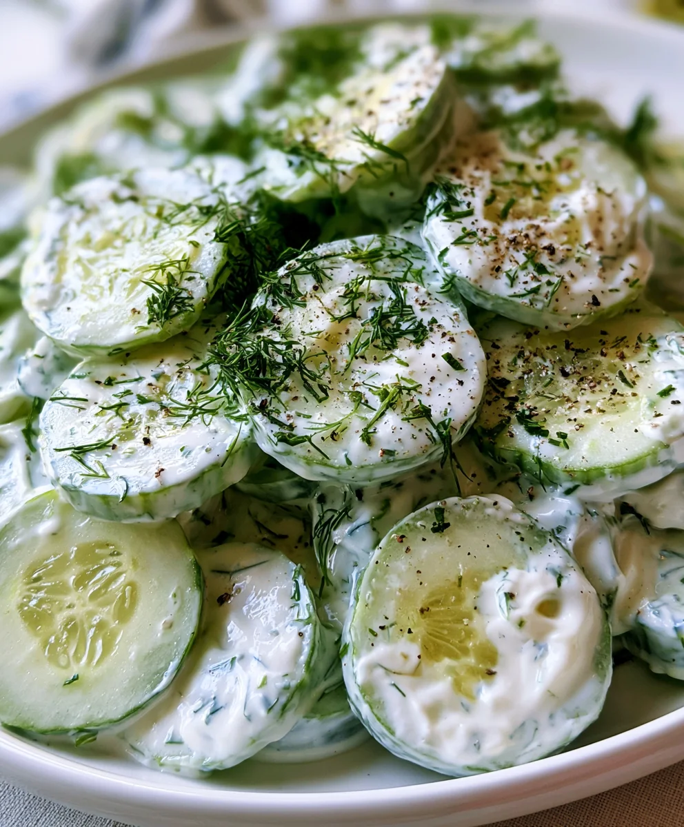 Creamy Cucumber Salad – Cool, Crisp & Bursting with Fresh Flavor!