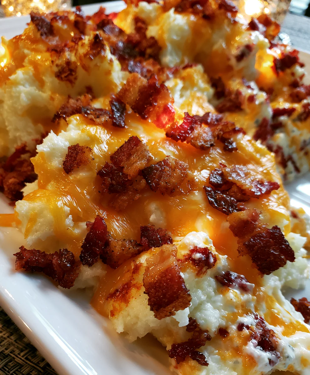 Loaded Cauliflower Casserole with Cheese and Bacon