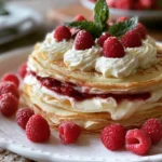 Mille Crepe Cake with Raspberry Cream Filling