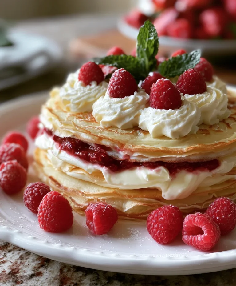 Mille Crepe Cake with Raspberry Cream Filling
