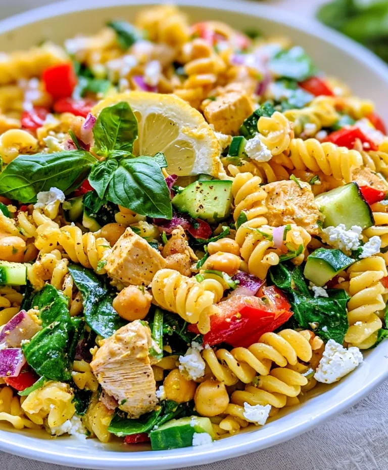 Mediterranean Lemon Chicken Pasta Salad