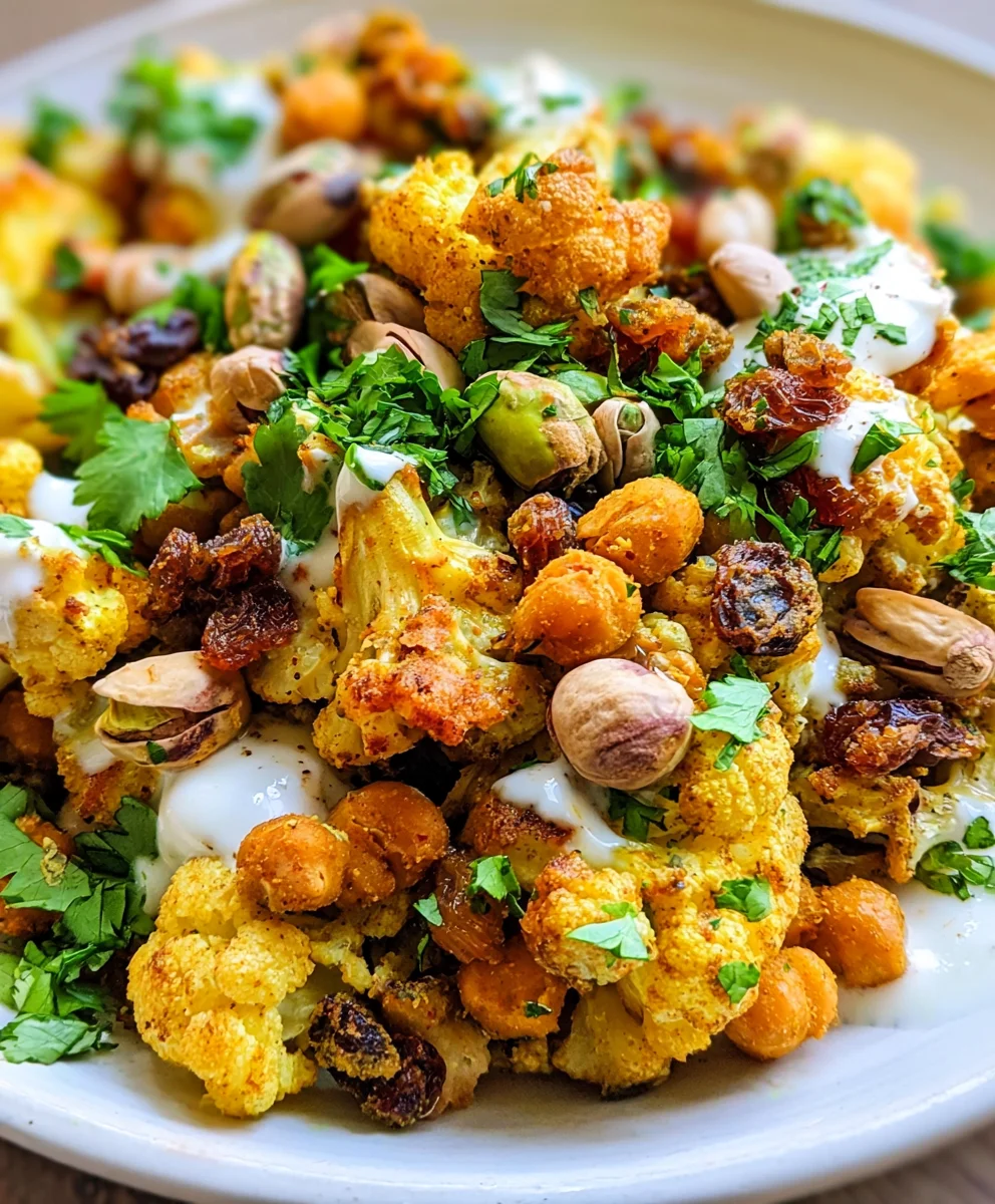 Curried Roasted Cauliflower Chickpea Salad
