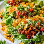 Loaded Ground Beef Taco Salad with Creamy Lime Cilantro Dressing