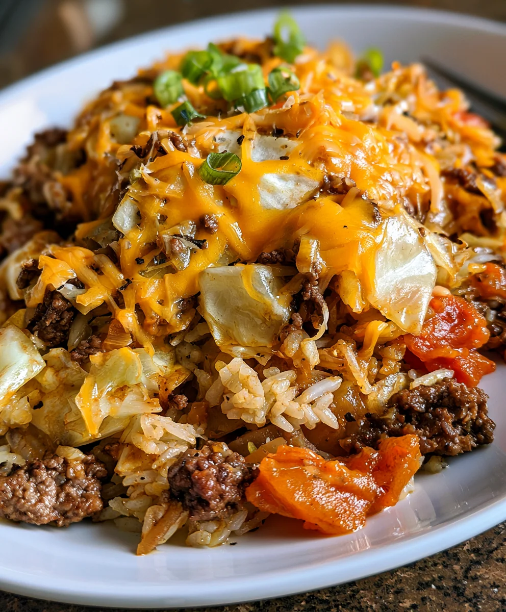 Cheesy Cabbage Beef Casserole